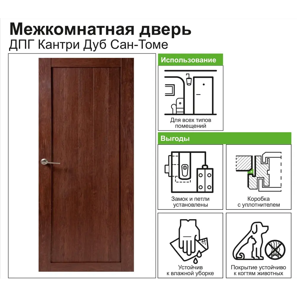 Фото 7 Дверь межкомнатная глухая Кантри 60x200 см, ПВХ, цвет дуб сан-томе, с фурнитурой Фото 7 Дверь межкомнатная глухая Кантри 60x200 см, ПВХ, цвет дуб сан-томе, с фурнитурой