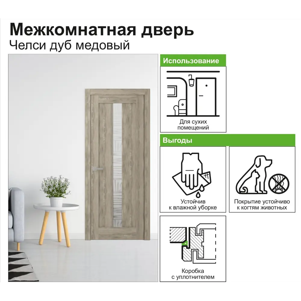 Фото 6 Дверь межкомнатная Челси остеклённая 90x200 см ламинация цвет дуб медовый Фото 6 Дверь межкомнатная Челси остеклённая 90x200 см ламинация цвет дуб медовый