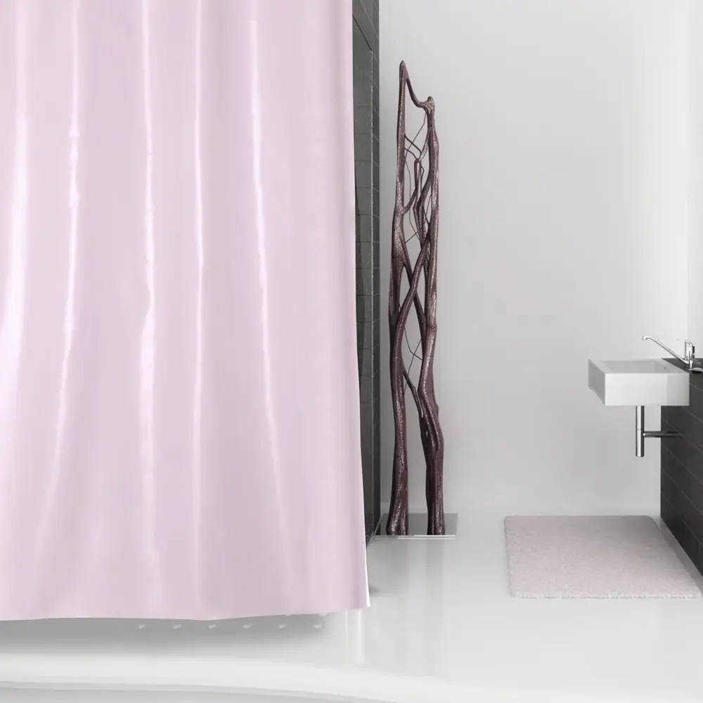 Фото 7 Штора для ванны Brillar pink, 180х200 см, полиэстер, цвет розовый