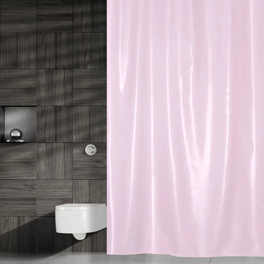 Фото 9 Штора для ванны Brillar pink, 180х200 см, полиэстер, цвет розовый