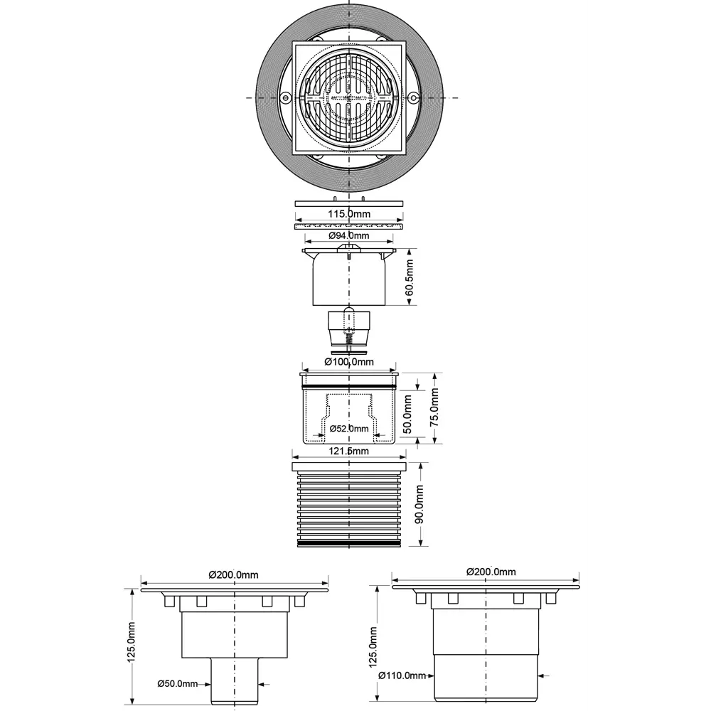 Фото 6 Трап для душа McAlpine 115x115 мм сухой затвор MRFG3V-50 Фото 6 Трап для душа McAlpine 115x115 мм сухой затвор MRFG3V-50
