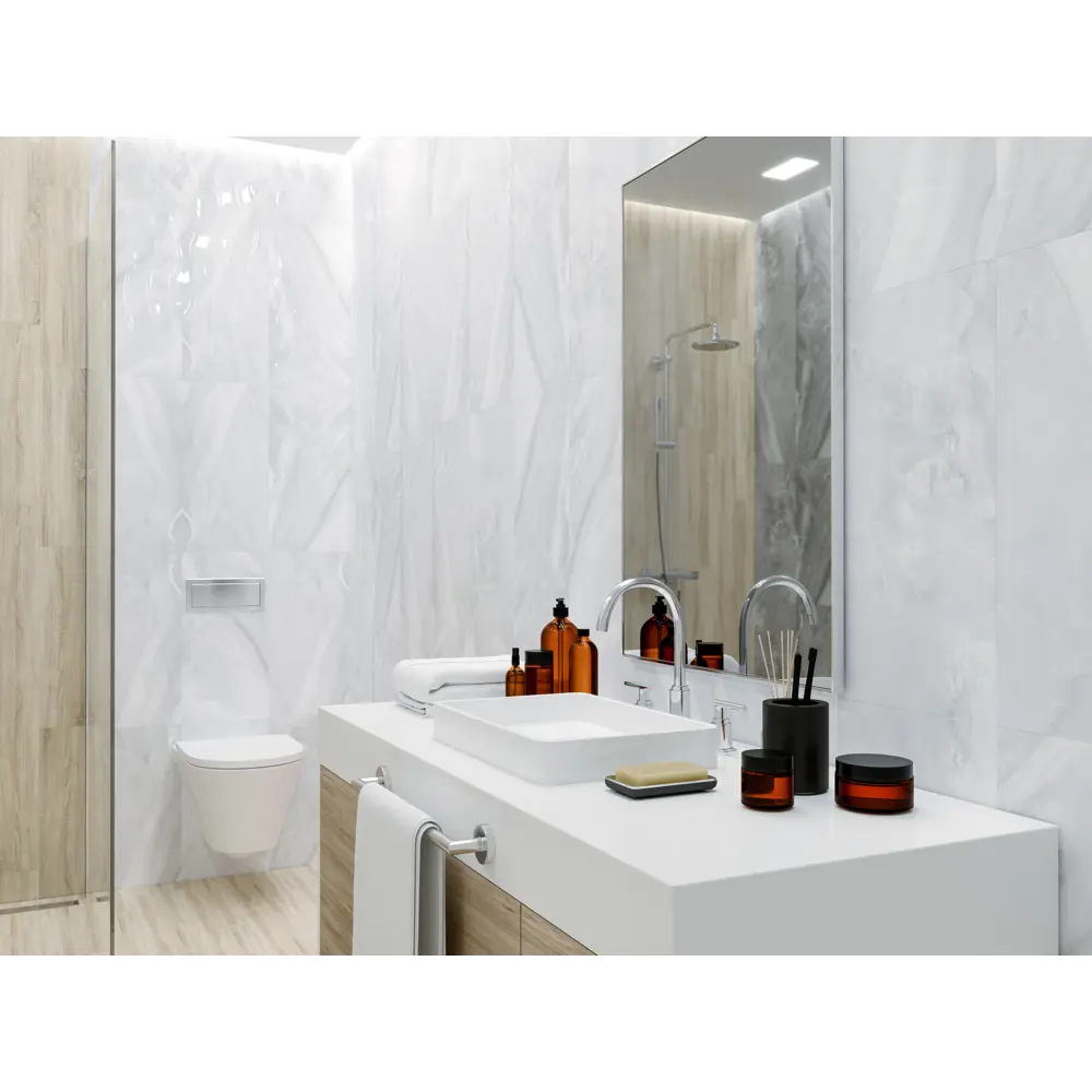 Фото 4 Плитка настенная Lazurro 30х60 см 1.44 м² цвет светло-серый Фото 4 Плитка настенная Lazurro 30х60 см 1.44 м² цвет светло-серый