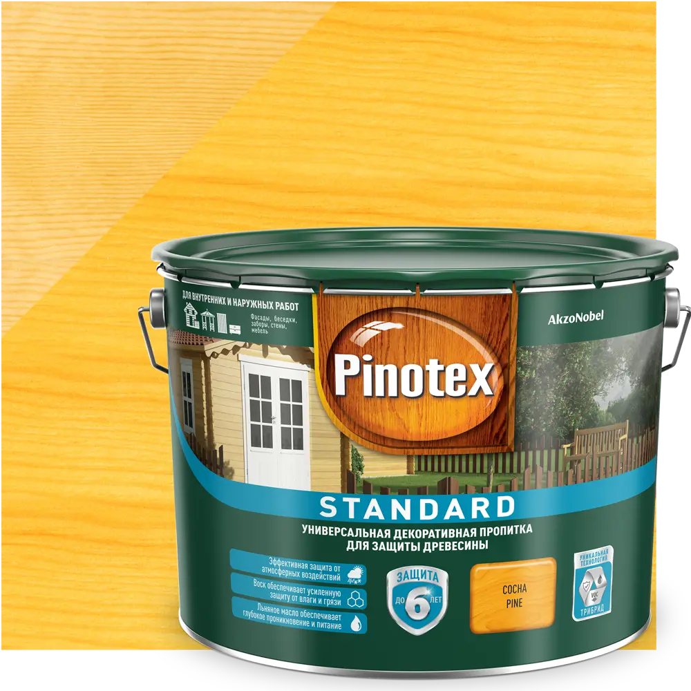 Фото Антисептик Pinotex Standard цвет сосна 9 л Фото Антисептик Pinotex Standard цвет сосна 9 л