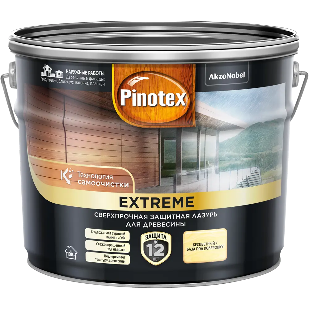 Фото 2 Антисептик Pinotex Extreme полуматовый прозрачный 9 л Фото 2 Антисептик Pinotex Extreme полуматовый прозрачный 9 л