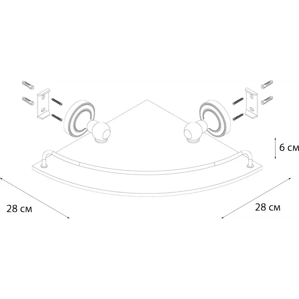 Фото 3 Полка стеклянная угловая Fixsen Antik FX-61103A Фото 3 Полка стеклянная угловая Fixsen Antik FX-61103A