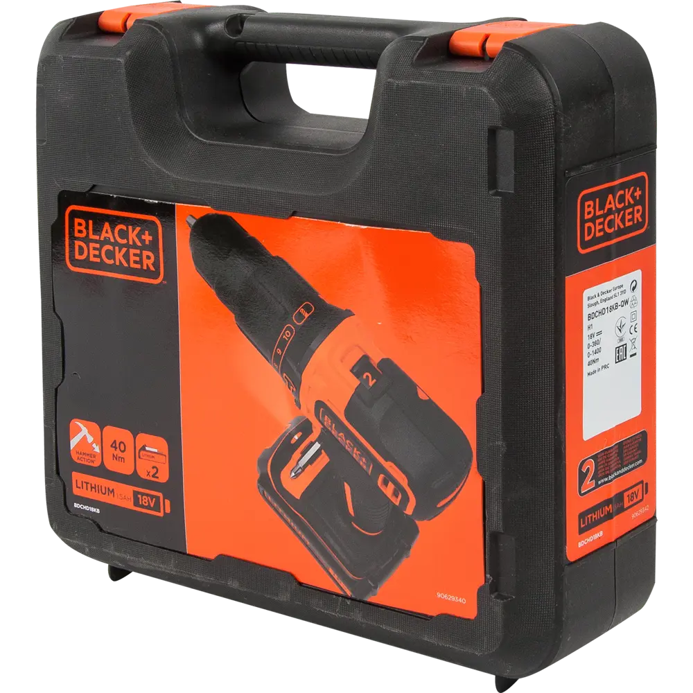 Фото 7 Дрель-шуруповерт аккумуляторная ударная Black&Decker BDCHD18KBQW, 18 В Li-ion 2x1.5 Ач Фото 7 Дрель-шуруповерт аккумуляторная ударная Black&Decker BDCHD18KBQW, 18 В Li-ion 2x1.5 Ач