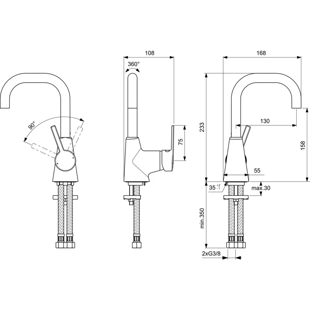 Фото 5 Смеситель для раковины Ideal Standard Idealstyle однорычажный высокий излив цвет хром Фото 5 Смеситель для раковины Ideal Standard Idealstyle однорычажный высокий излив цвет хром