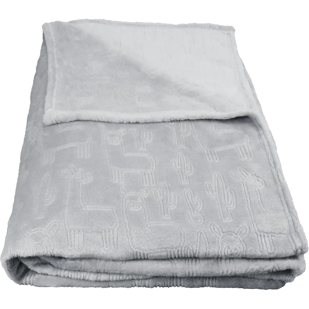 Фото 3 Плед «Ламы», 140x200 см, фланель, цвет серый Фото 3 Плед «Ламы», 140x200 см, фланель, цвет серый