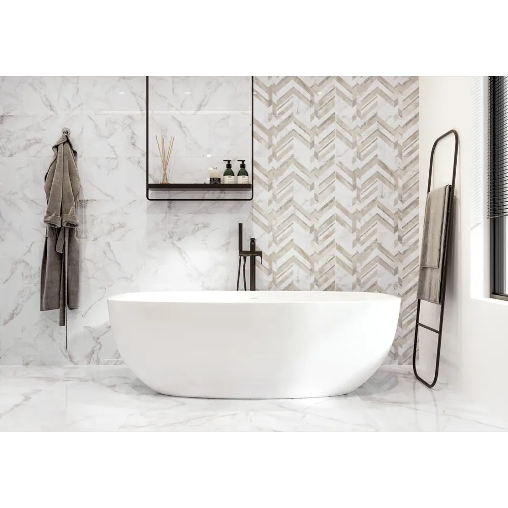 Фото 5 Плитка настенная Marmo Bianco Chevron 30х60 см 1.44 м² цвет белый Фото 5 Плитка настенная Marmo Bianco Chevron 30х60 см 1.44 м² цвет белый