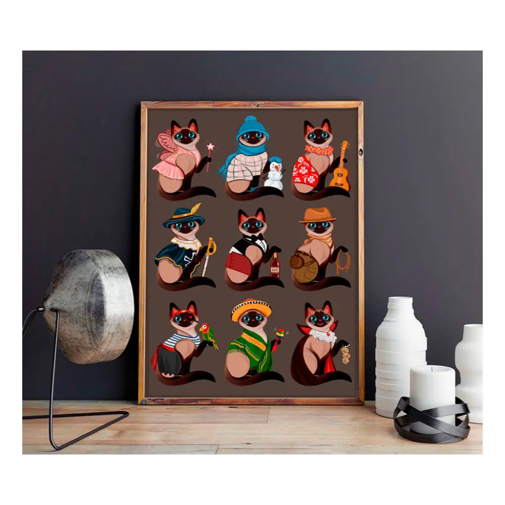 Фото Постер в раме ПростоПостер Коты в костюмах 481408114104, 50x70 см