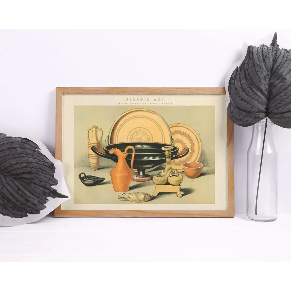 Фото Постер в раме ПростоПостер Набор греческой керамики 517656867507, 50x70 см