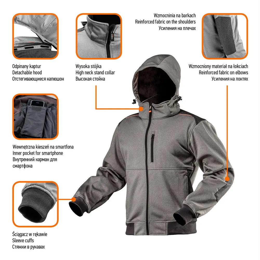 Фото 2 Толстовка Neo Softshell, отстегивающийся капюшон, размер L Фото 2 Толстовка Neo Softshell, отстегивающийся капюшон, размер L