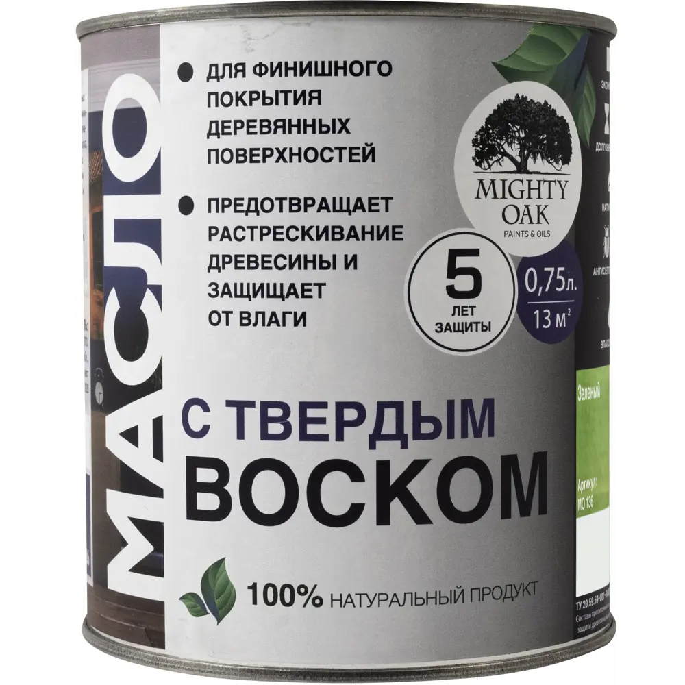 Фото Масло с твердым воском Mighty Oak цвет зеленый 750 мл Фото Масло с твердым воском Mighty Oak цвет зеленый 750 мл