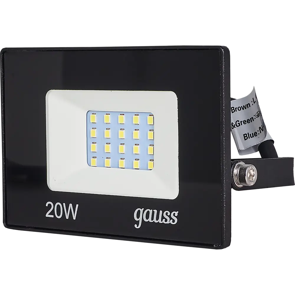 Фото Прожектор светодиодный уличный Gauss Basic 20 Вт 6500К IP65, цвет чёрный Фото Прожектор светодиодный уличный Gauss Basic 20 Вт 6500К IP65, цвет чёрный