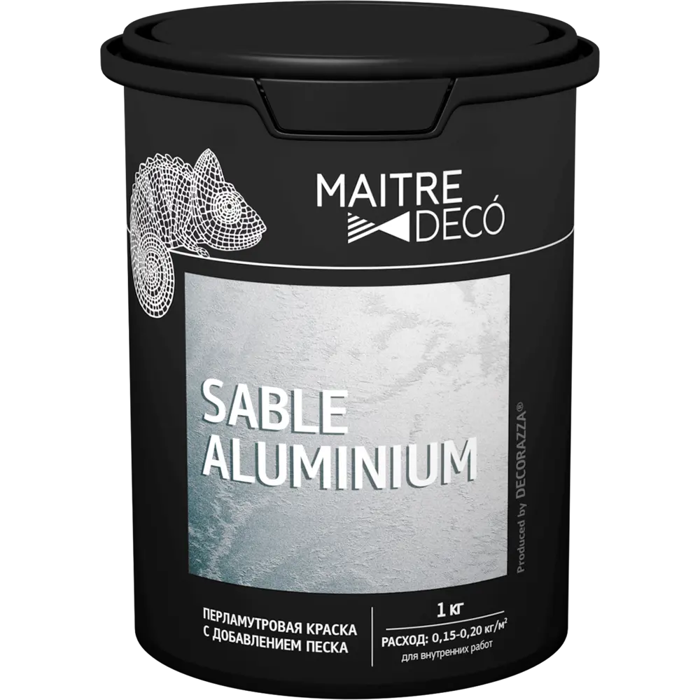 Фото Краска перламутровая Maitre Deco «Sable Aluminium» с добавлением песка 1 кг Фото Краска перламутровая Maitre Deco «Sable Aluminium» с добавлением песка 1 кг