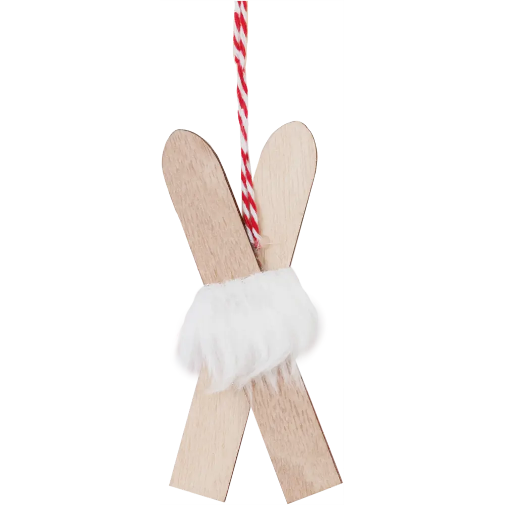 Фото 3 Украшение ёлочное «Лыжи» 12.5 см дерево цвет красный Фото 3 Украшение ёлочное «Лыжи» 12.5 см дерево цвет красный