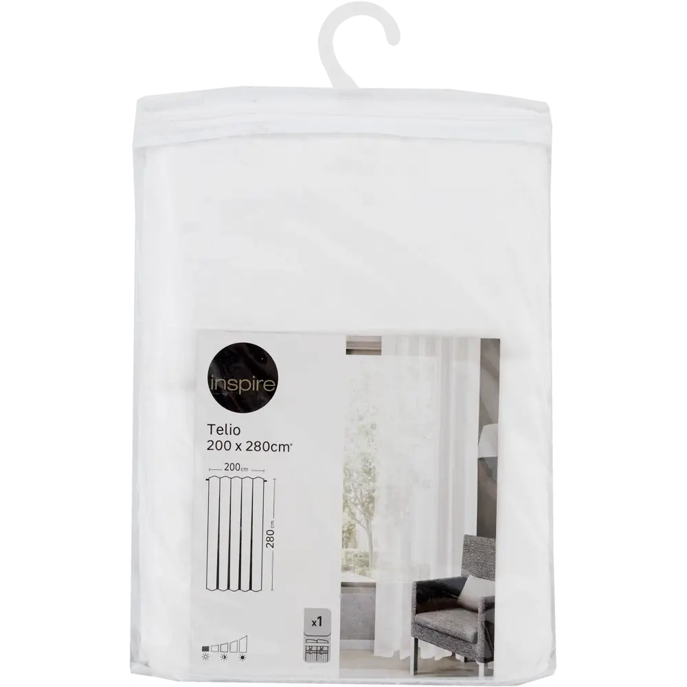 Фото 6 Тюль на ленте Inspire Telio 200x280 см цвет белый Фото 6 Тюль на ленте Inspire Telio 200x280 см цвет белый