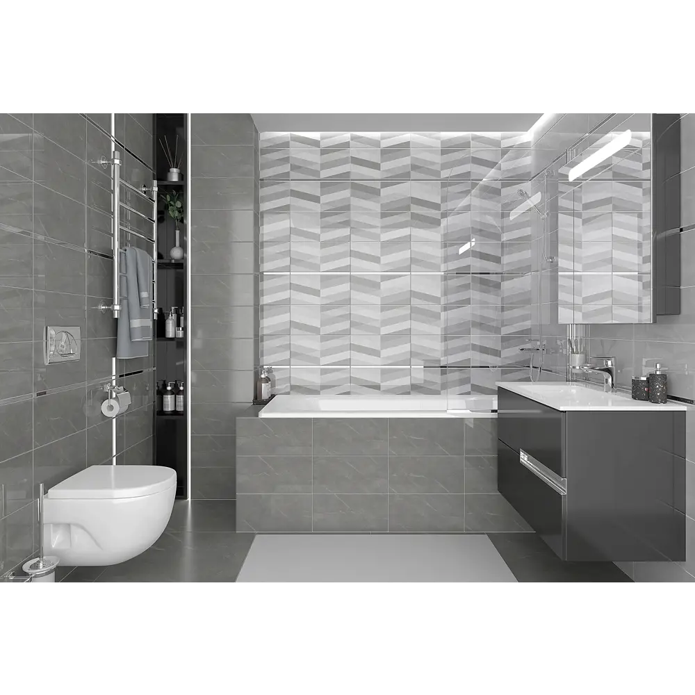 Фото 4 Плитка настенная Savoy 20х40 см 1.2 м² цвет тёмно-серый Фото 4 Плитка настенная Savoy 20х40 см 1.2 м² цвет тёмно-серый