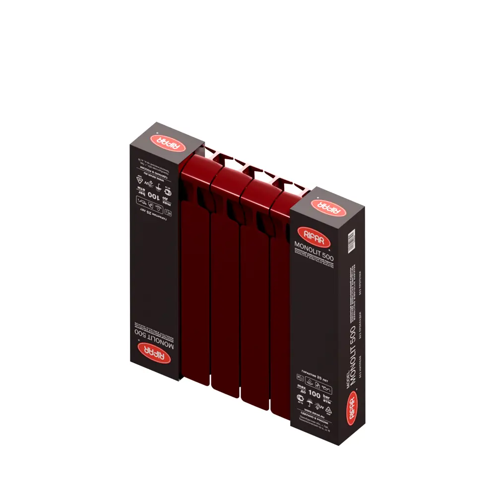 Фото 5 Радиатор секционный Rifar Monolit M50006RAL3011 500/100 6 секций боковое подключение биметалл бордо Фото 5 Радиатор секционный Rifar Monolit M50006RAL3011 500/100 6 секций боковое подключение биметалл бордо