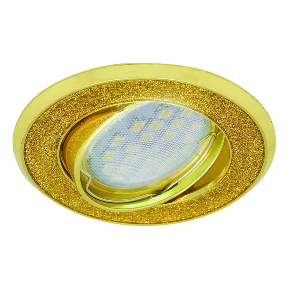 Фото Комплект точечных светильников встраиваемых Ecola Fy1614efy-4 под отверстие 7.5 мм GU5.3 цвет золото 4 шт