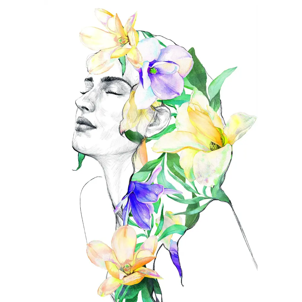 Фото Постер «В цветах» 21x29.7 см