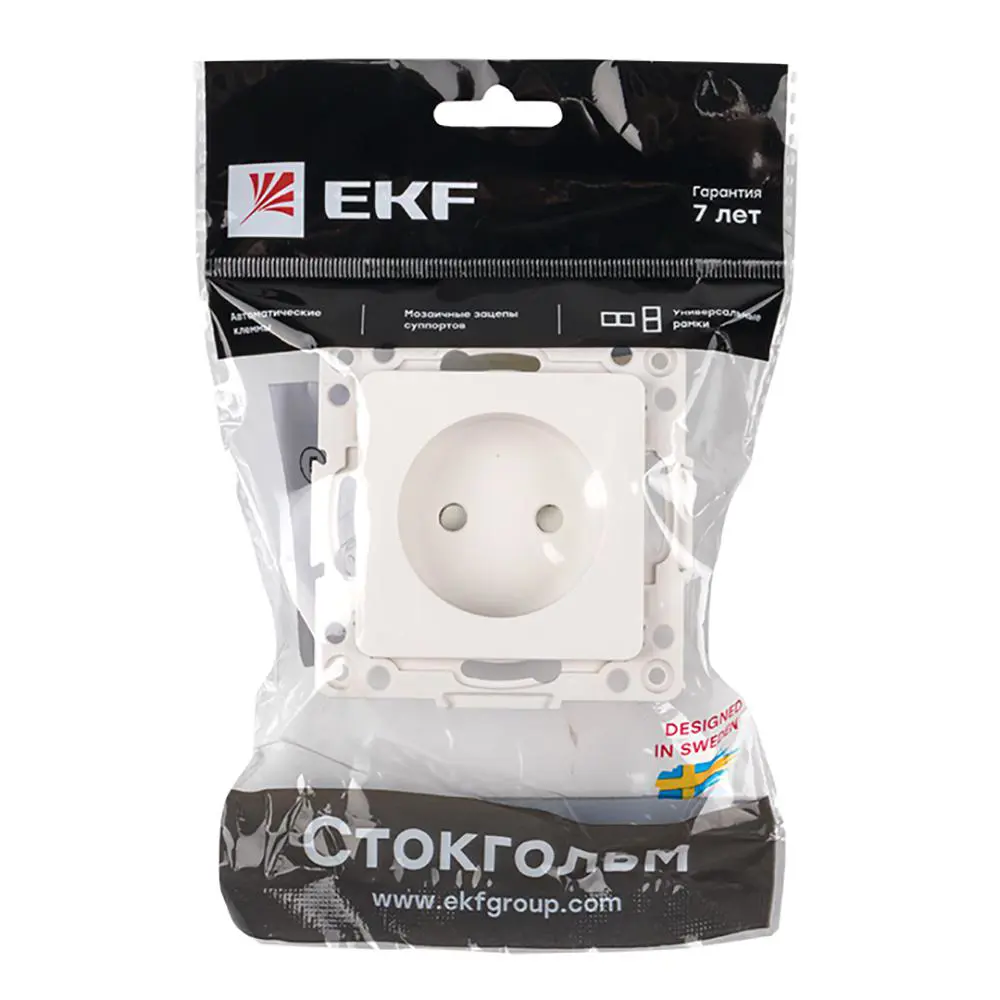 Фото 3 Розетка EKF Стокгольм 1-местной б/з 10 А белый с защ. штор. PROxima Фото 3 Розетка EKF Стокгольм 1-местной б/з 10 А белый с защ. штор. PROxima