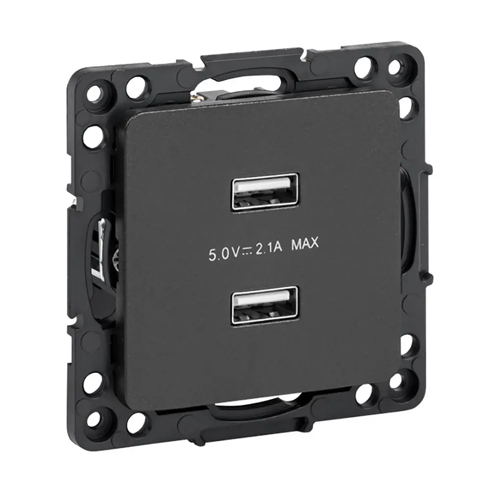 Фото Розетка EKF Стокгольм USB 2-местной 21А черный PROxima Фото Розетка EKF Стокгольм USB 2-местной 21А черный PROxima