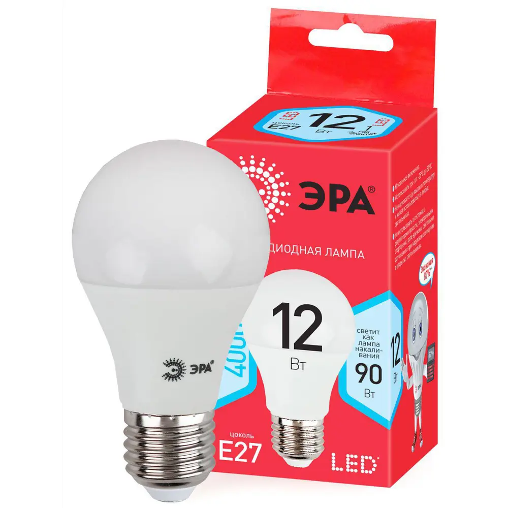 Фото Лампа светодиодная Эра LED ECO A60-12W-840-E27 Б0030027 Фото Лампа светодиодная Эра LED ECO A60-12W-840-E27 Б0030027