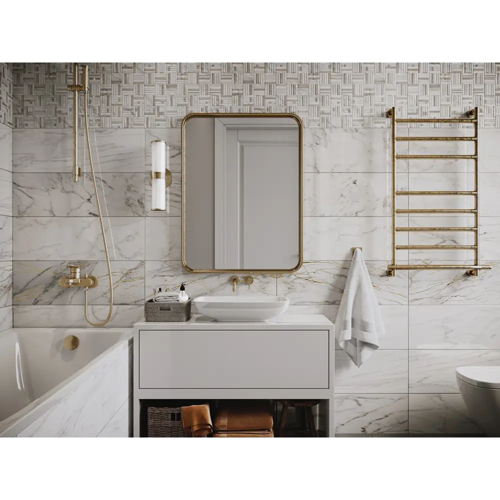 Фото 4 Плитка настенная Калакатта 25x75 см 1.5 м² матовая цвет белый