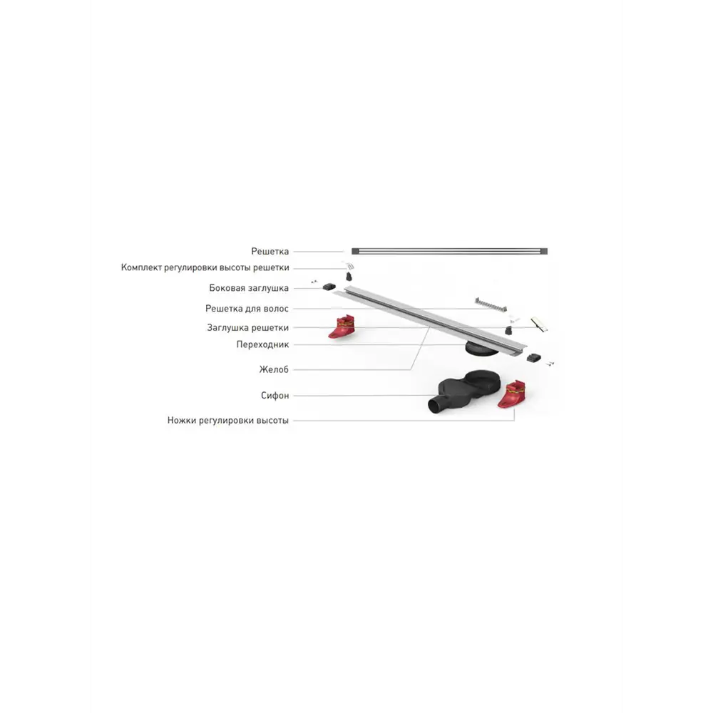 Фото 6 Желоб Berges Super Slim 500 хром глянец S-сифон D50 H60 боковой Фото 6 Желоб Berges Super Slim 500 хром глянец S-сифон D50 H60 боковой