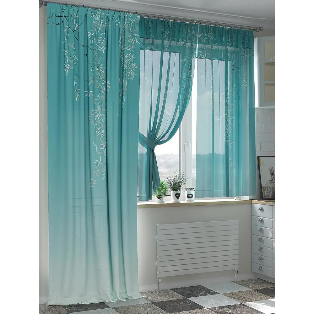 Фото Комплект штор Comfy Way Миленвис Верлиорс бирюза Фото Комплект штор Comfy Way Миленвис Верлиорс бирюза