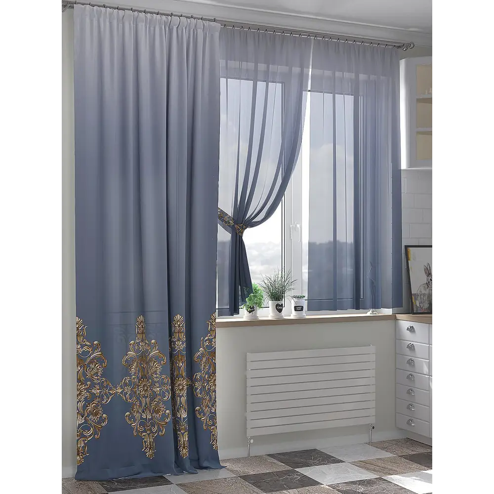 Фото Комплект штор Comfy Way Рикионс Миреленс серый Фото Комплект штор Comfy Way Рикионс Миреленс серый