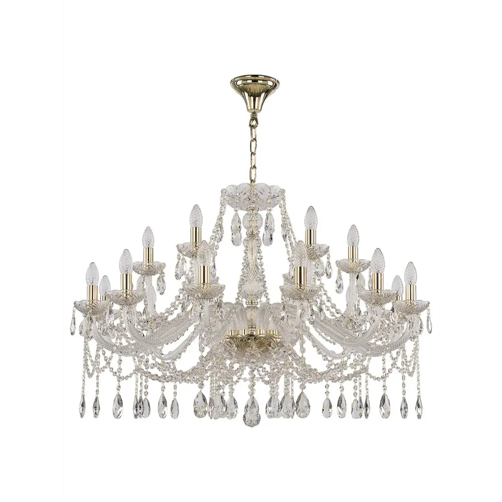 Фото Люстра потолочная хрустальная Bohemia Ivele Crystal 107.12+6.360.G E14 18 ламп 36 м² Фото Люстра потолочная хрустальная Bohemia Ivele Crystal 107.12+6.360.G E14 18 ламп 36 м²