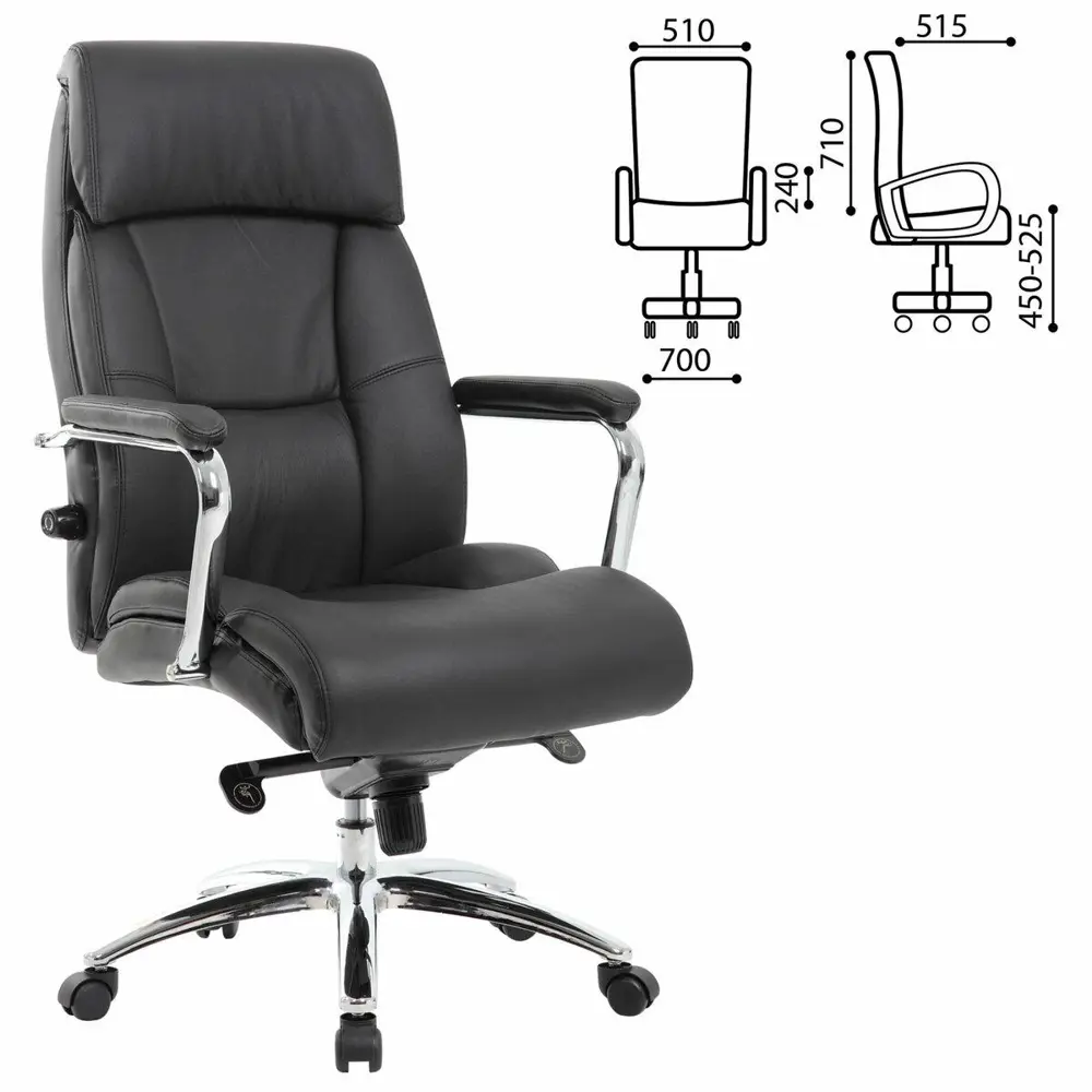 Фото Кресло офисное Brabix Premium Phaeton Ex-502, натуральная кожа, хром, черное, 530882 Фото Кресло офисное Brabix Premium Phaeton Ex-502, натуральная кожа, хром, черное, 530882
