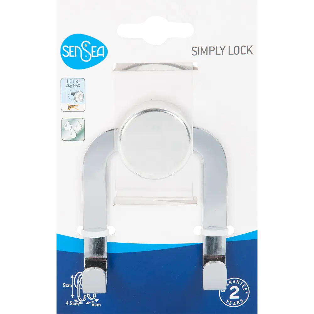 Фото 4 Крючок двойной Sensea «Simply Lock» на присоске цвет хром Фото 4 Крючок двойной Sensea «Simply Lock» на присоске цвет хром