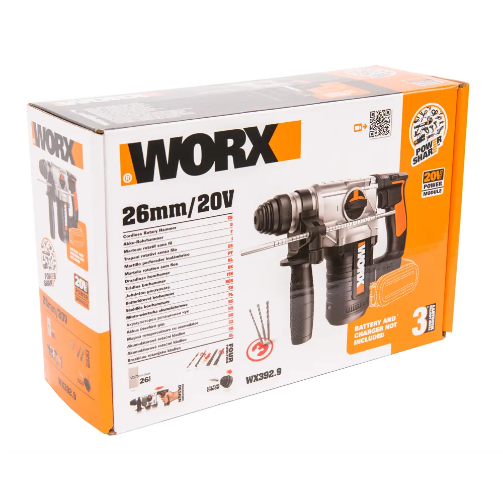 Фото 13 Перфоратор аккумуляторный SDS-plus Worx WX392.9, 20 В Li-Ion, без АКБ и ЗУ, 2.2 Дж Фото 13 Перфоратор аккумуляторный SDS-plus Worx WX392.9, 20 В Li-Ion, без АКБ и ЗУ, 2.2 Дж