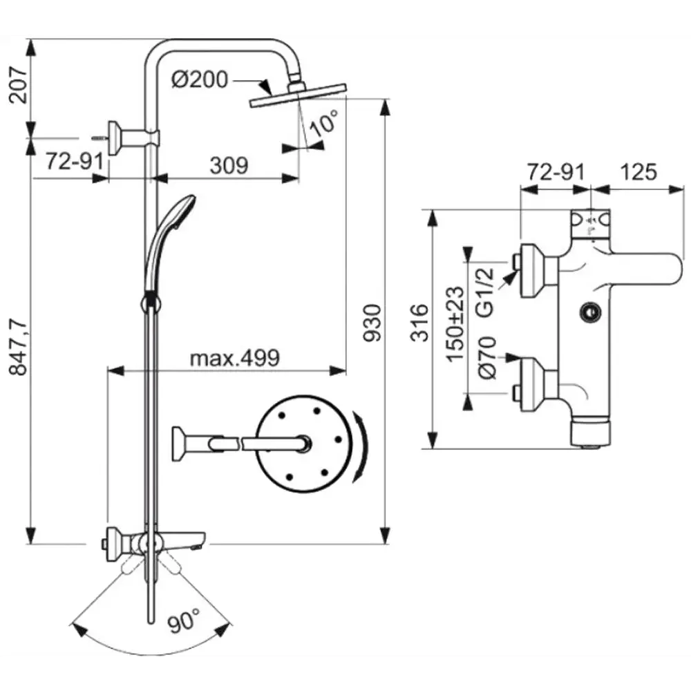 Фото 2 Душевая стойка Ideal Standard Eco B1097AA Фото 2 Душевая стойка Ideal Standard Eco B1097AA