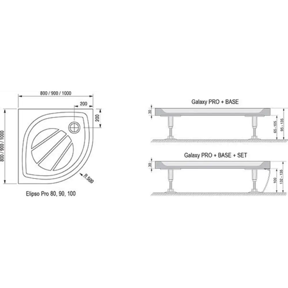 Фото 3 Душевой поддон четверть круга из литого мрамора Ravak Elipso Pro-100 см XA23AA01010 Фото 3 Душевой поддон четверть круга из литого мрамора Ravak Elipso Pro-100 см XA23AA01010