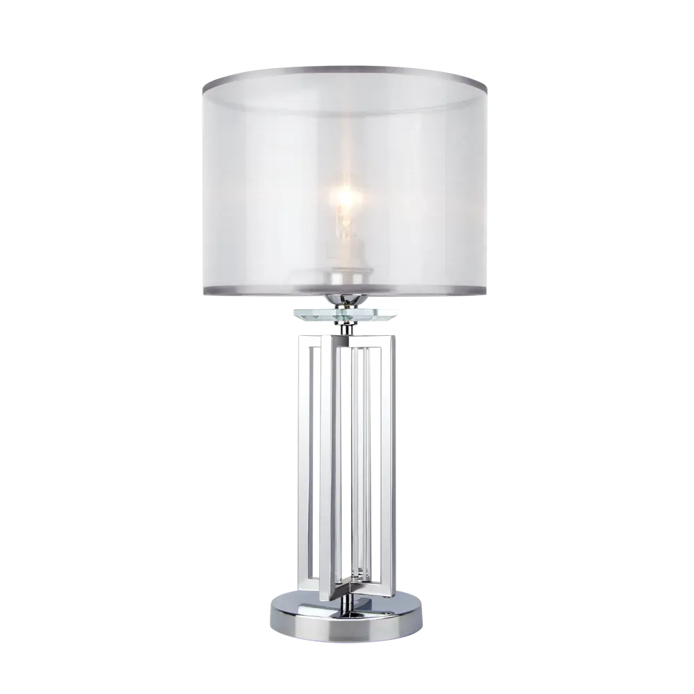 Фото Лампа настольная с абажуром Eurosvet Fargo 01078/1 хром Фото Лампа настольная с абажуром Eurosvet Fargo 01078/1 хром