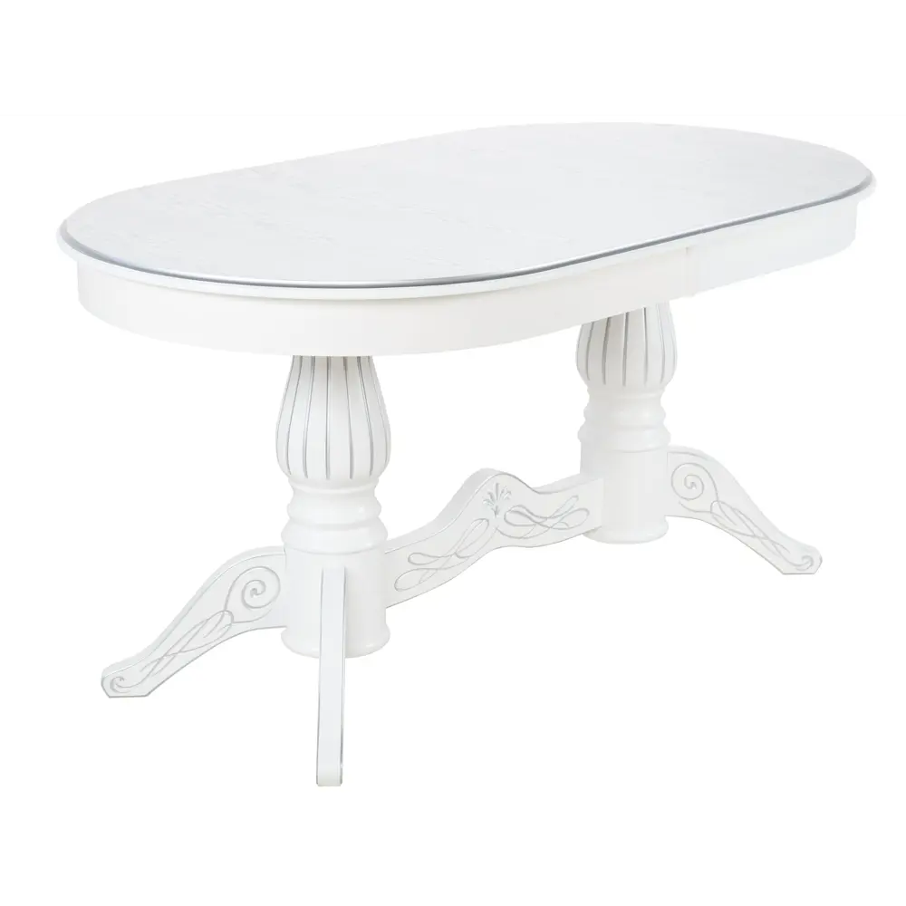 Фото Стол обеденный "Рифей 01" раздвижной белый/серебро 160/200*90