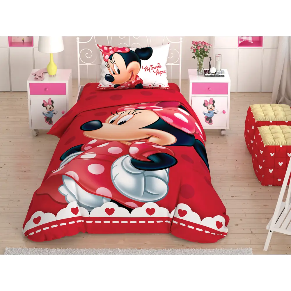 Фото Комплект постельного белья TAC DISNEY MINNIE полутораспальный, ранфорс Фото Комплект постельного белья TAC DISNEY MINNIE полутораспальный, ранфорс