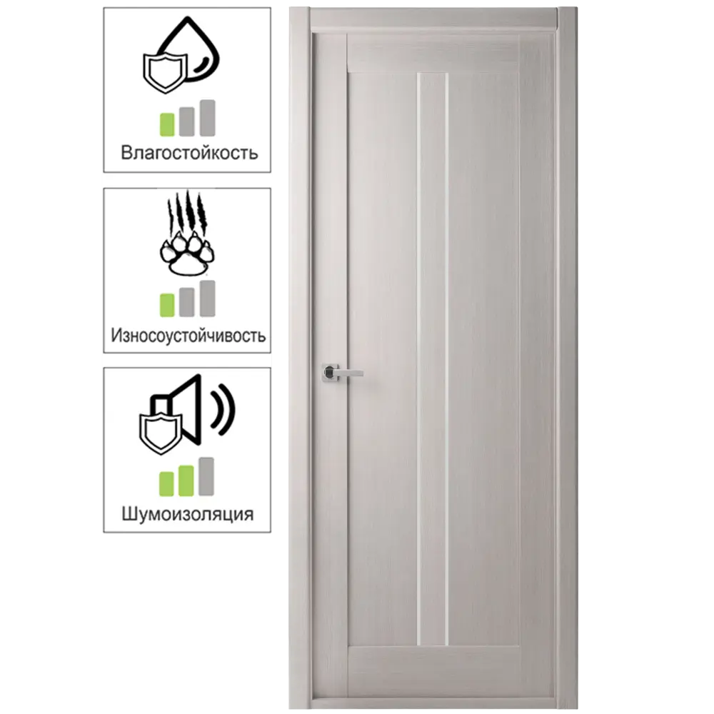 Фото Дверь межкомнатная Челси глухая ламинация цвет ясень скандинавский 80x200 см