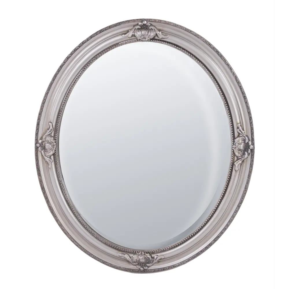Фото Зеркало Antique в раме OVAL с фацетом 82x92 см серебро Фото Зеркало Antique в раме OVAL с фацетом 82x92 см серебро