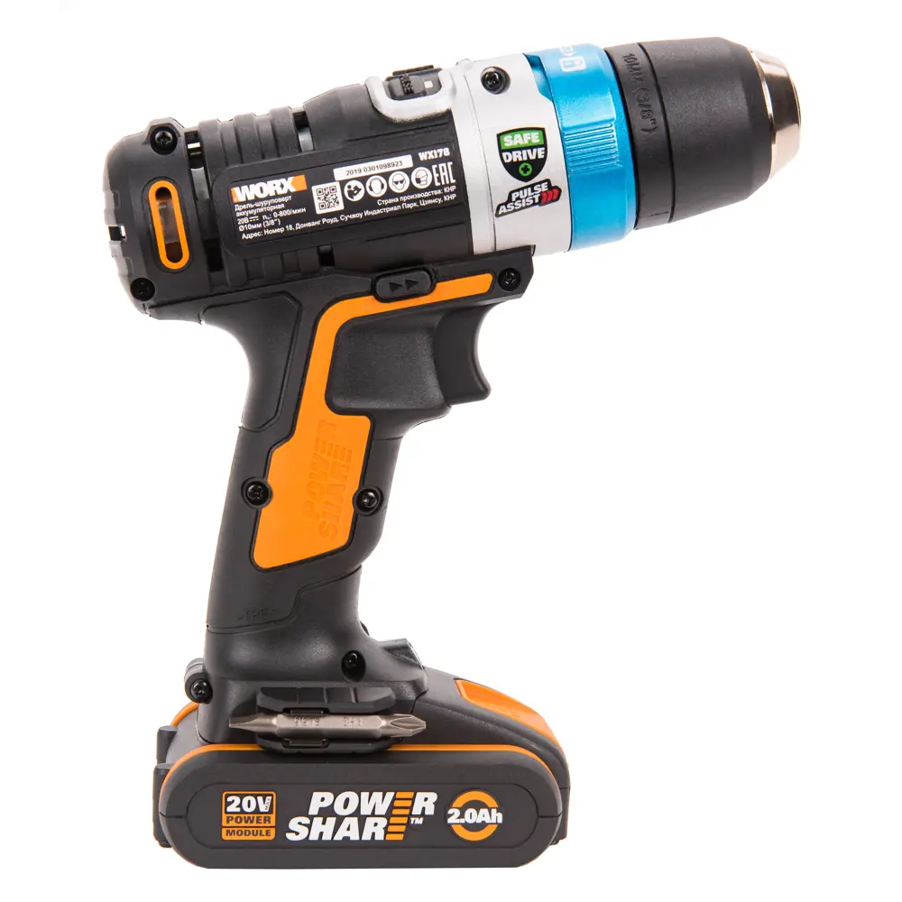 Фото 3 Дрель-шуруповерт аккумуляторная WORX AiDrill WX178, 20В, 2Ач x2, кейс Фото 3 Дрель-шуруповерт аккумуляторная WORX AiDrill WX178, 20В, 2Ач x2, кейс