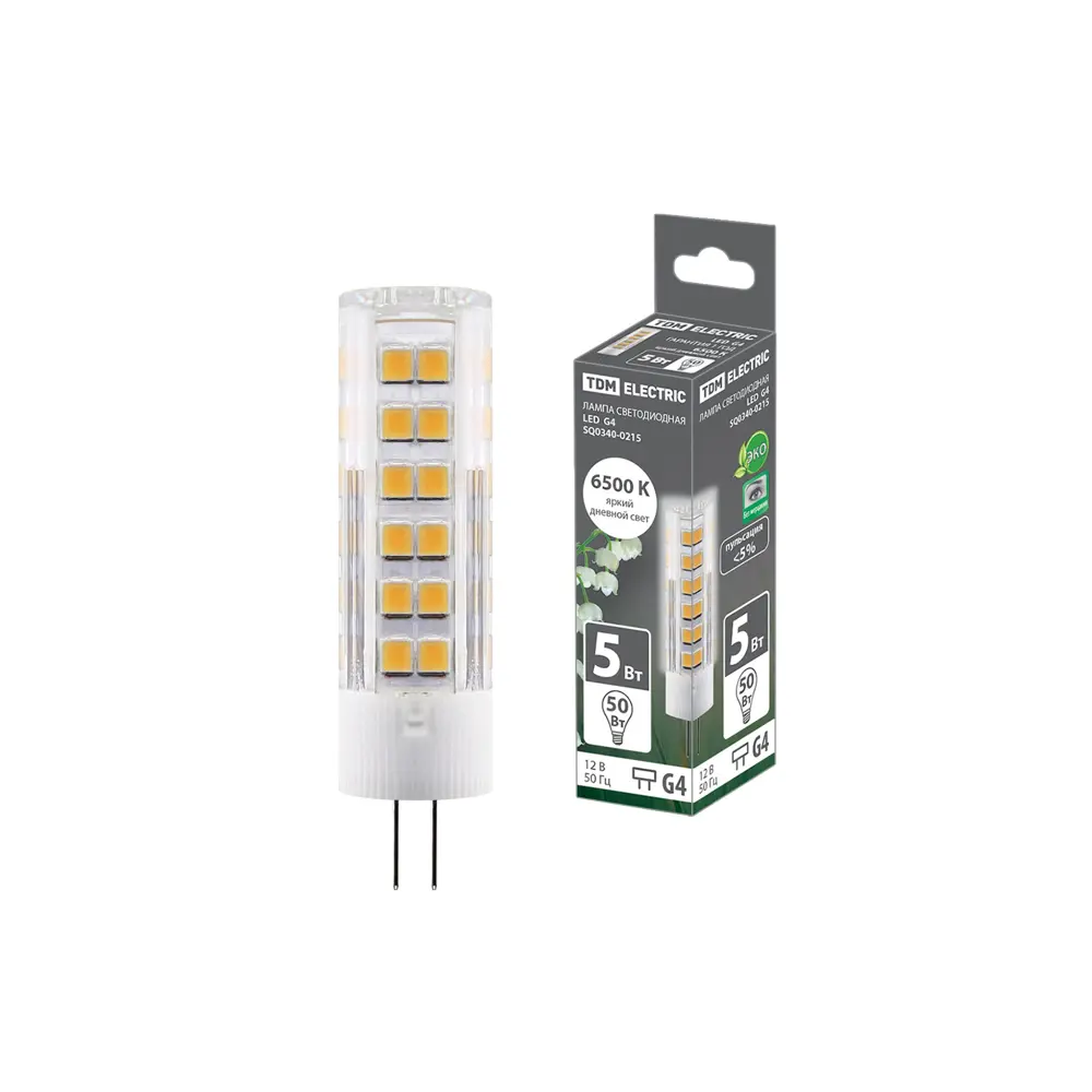 Фото Лампа светодиодная TDM Electric G4-5 Вт-AC/DC 12 В-6500 К SMD 16x57 мм Фото Лампа светодиодная TDM Electric G4-5 Вт-AC/DC 12 В-6500 К SMD 16x57 мм