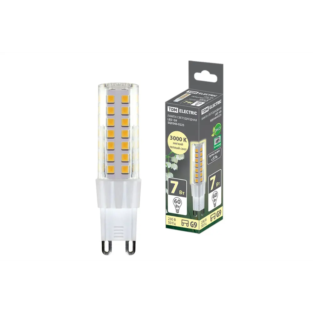 Фото Лампа светодиодная TDM Electric G9-7 Вт-230 В-3000 К SMD 17.5x65.5 мм Фото Лампа светодиодная TDM Electric G9-7 Вт-230 В-3000 К SMD 17.5x65.5 мм
