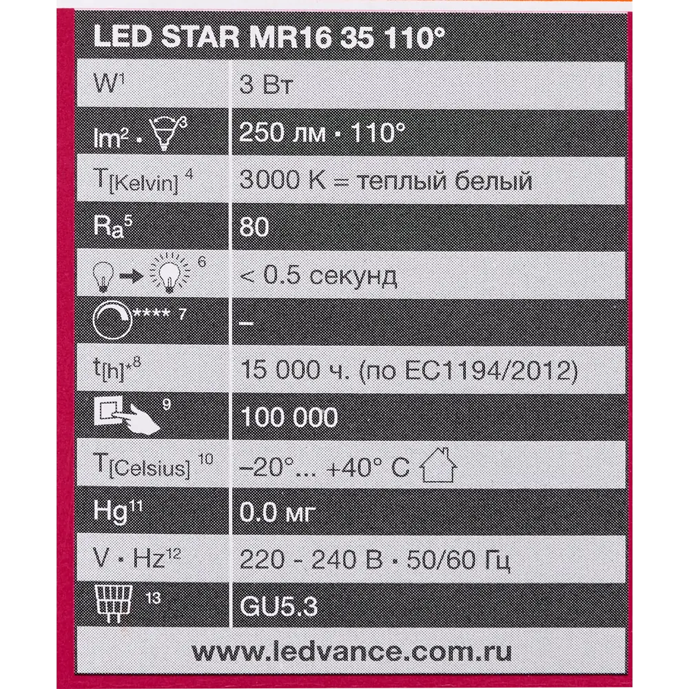 Фото 4 Лампа светодиодная Osram спот GU5.3 3 Вт 250 Лм, свет тёплый Фото 4 Лампа светодиодная Osram спот GU5.3 3 Вт 250 Лм, свет тёплый