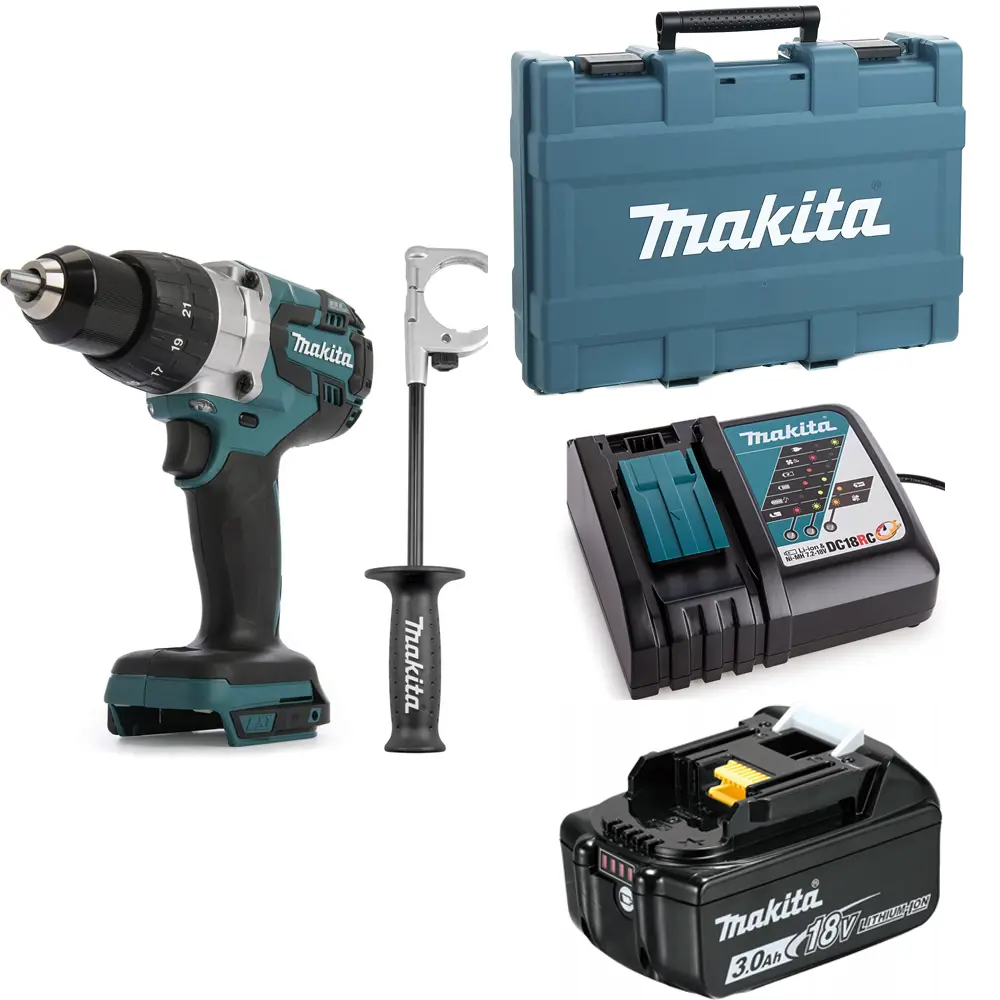 Фото Дрель-шуруповерт аккумуляторная бесщеточная Makita DDF481RF, 18 В Li 1x3 Ач Фото Дрель-шуруповерт аккумуляторная бесщеточная Makita DDF481RF, 18 В Li 1x3 Ач