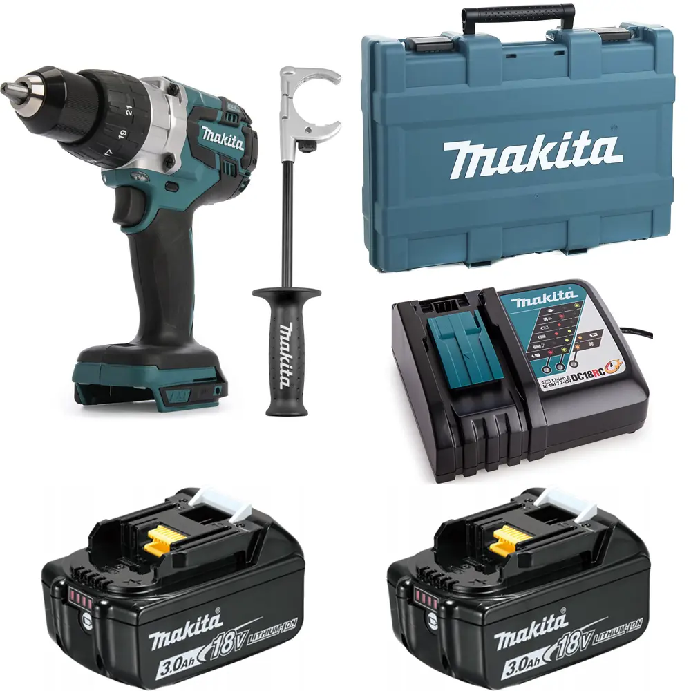Фото Дрель-шуруповерт аккумуляторная бесщеточная Makita DDF481RFE, 18 В Li 2x3 Ач Фото Дрель-шуруповерт аккумуляторная бесщеточная Makita DDF481RFE, 18 В Li 2x3 Ач