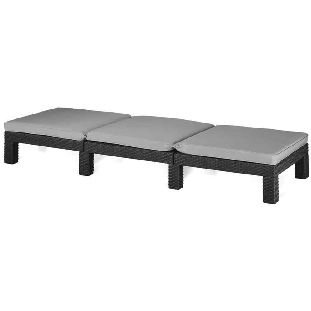 Фото 2 Шезлонг Allibert Daytona graphite 120х80х22 см пластик, цвет серый Фото 2 Шезлонг Allibert Daytona graphite 120х80х22 см пластик, цвет серый